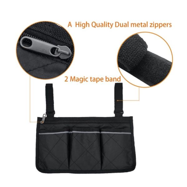 Walking Aid Wheelchair Armrest Side Storage Bag Car Storage Hanging Bag (Red Wine) - Image 6
