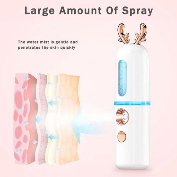 Facial Steamer Nano Spray Water Replenishing Instrument Portable Cold Spray Machine Charging Beauty Instrument Automatic Alcohol Sprayer, Style: Cute Rabbit (Pink) - Image 11
