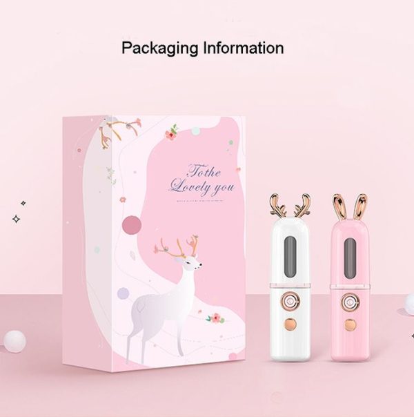 Facial Steamer Nano Spray Water Replenishing Instrument Portable Cold Spray Machine Charging Beauty Instrument Automatic Alcohol Sprayer, Style: Cute Rabbit (Pink) - Image 12
