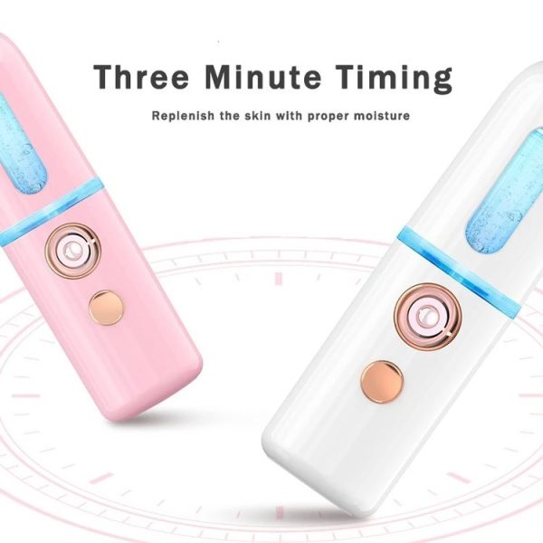 Facial Steamer Nano Spray Water Replenishing Instrument Portable Cold Spray Machine Charging Beauty Instrument Automatic Alcohol Sprayer, Style: Cute Rabbit (Pink) - Image 4