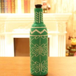 Snowflake Knit Sweater Bottle Set Christmas Decoration (Green)