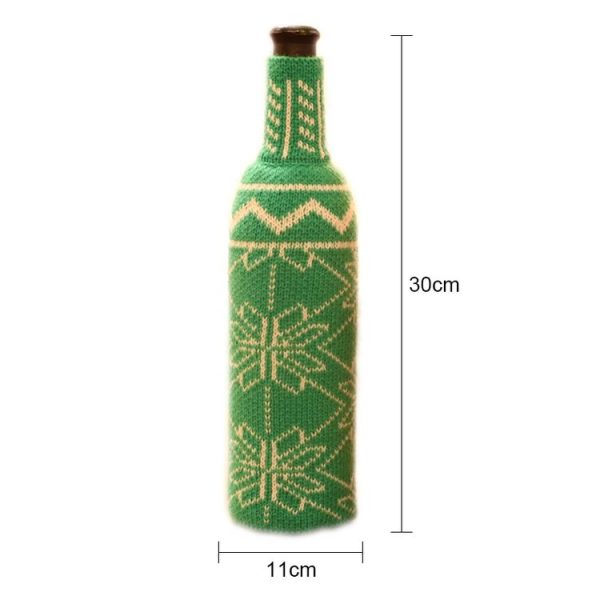 Snowflake Knit Sweater Bottle Set Christmas Decoration (Green) - Image 2
