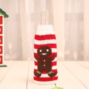 Cartoon Knitted Woolen Bottle Set Christmas Table Decoration (Cookie man)