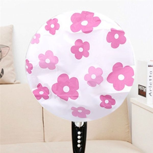 2 PCS All Inclusive Flower Desktop Floor Standing Electric Fan Dustproof Round Protective Cover (Pink Flower)