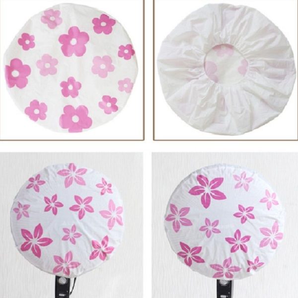 2 PCS All Inclusive Flower Desktop Floor Standing Electric Fan Dustproof Round Protective Cover (Pink Flower) - Image 3