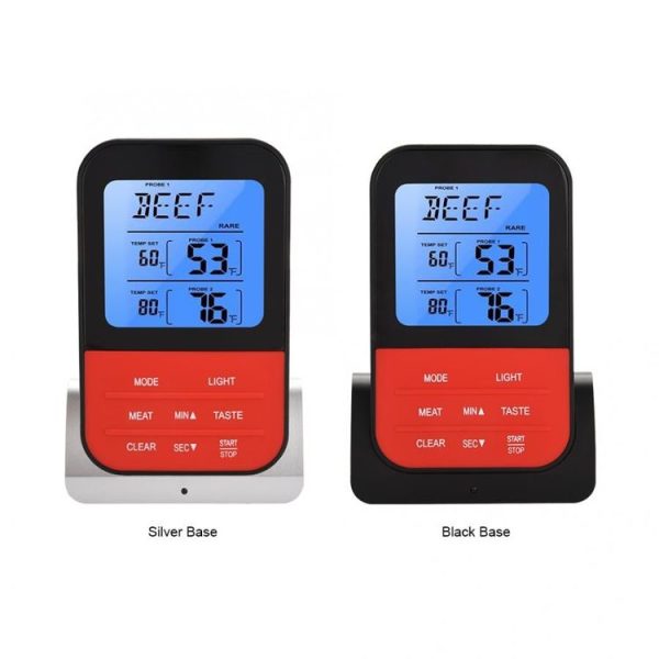 LCD Digital Food Thermometer with Dual Probe Sensors Timer (Black) - Image 8
