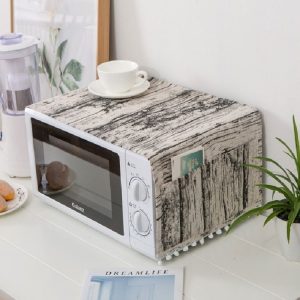 Cotton Linen Universal Microwave Oven Dustproof Storage Cover (Wood Grain)
