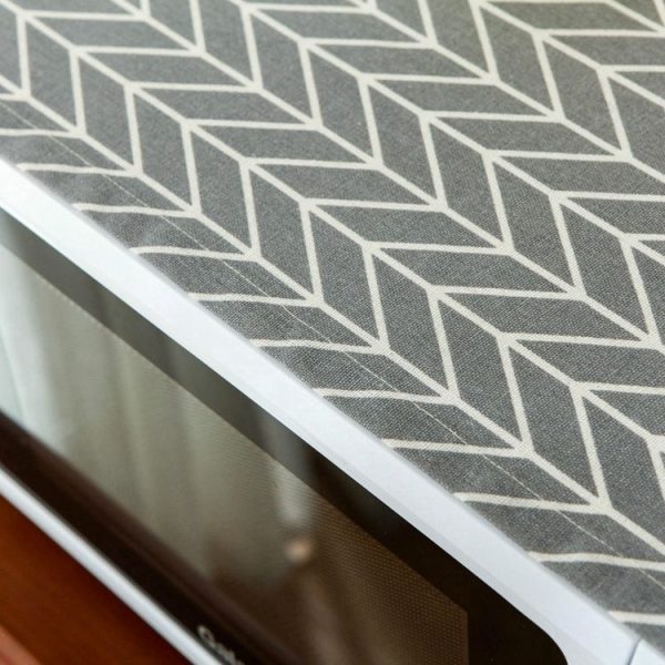 Cotton Linen Universal Microwave Oven Dustproof Storage Cover (Wood Grain) - Image 3