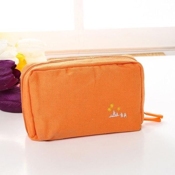 Casual Multifunctional Print Zipper Closure Square Cosmetic Bag (Orange) - Image 2