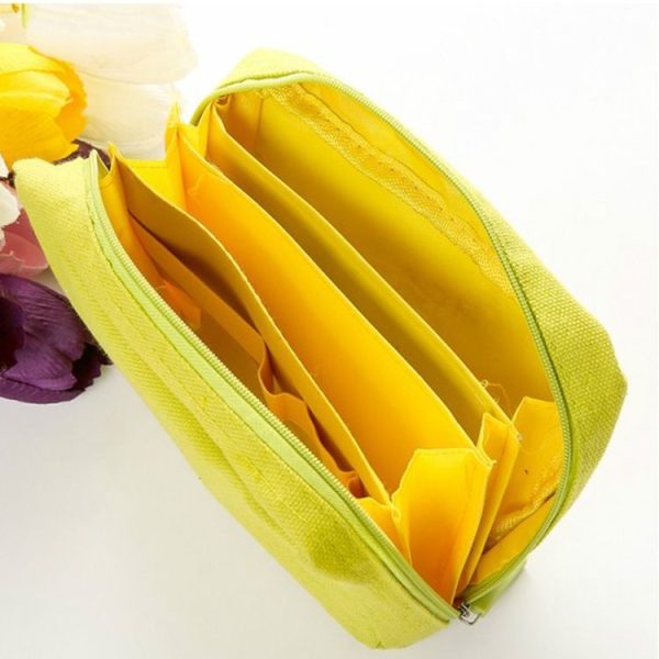 Casual Multifunctional Print Zipper Closure Square Cosmetic Bag (Orange) - Image 3