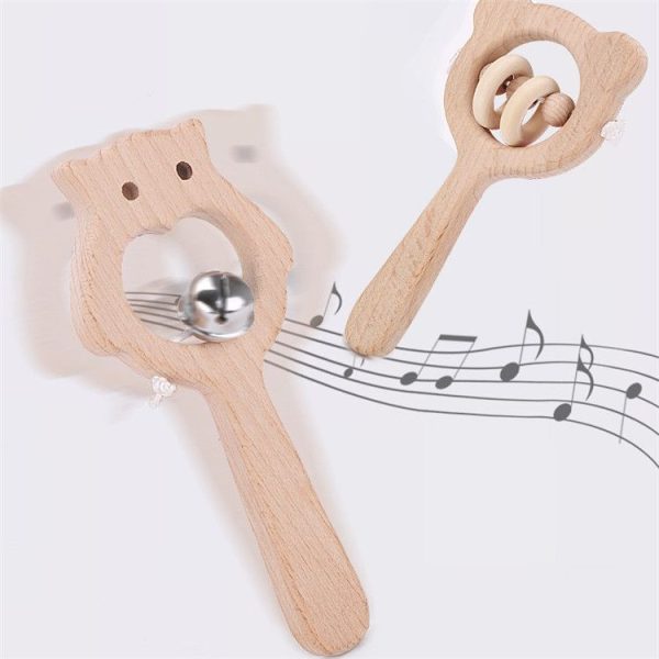 Baby Puzzle Early Education Hand Rattle Wooden Toy (Bear Small Bead) - Image 3