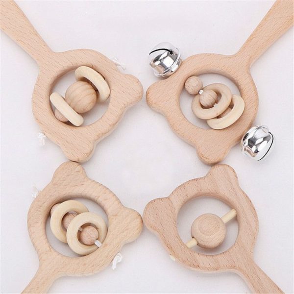 Baby Puzzle Early Education Hand Rattle Wooden Toy (Bear Small Bead) - Image 6