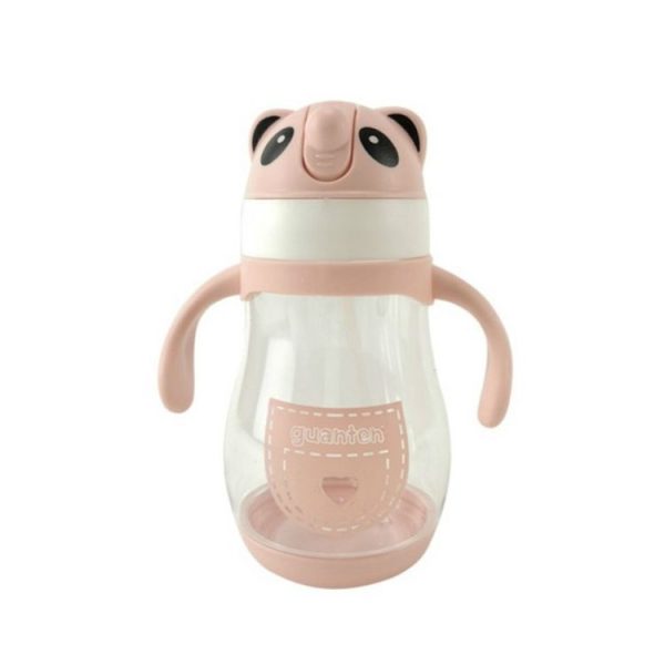 Children Cute Raccoon Big Belly Cup Learning Cup (Pink)