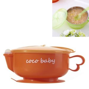 Children Stainless Steel Water Suction Cup Bowl (Orange)