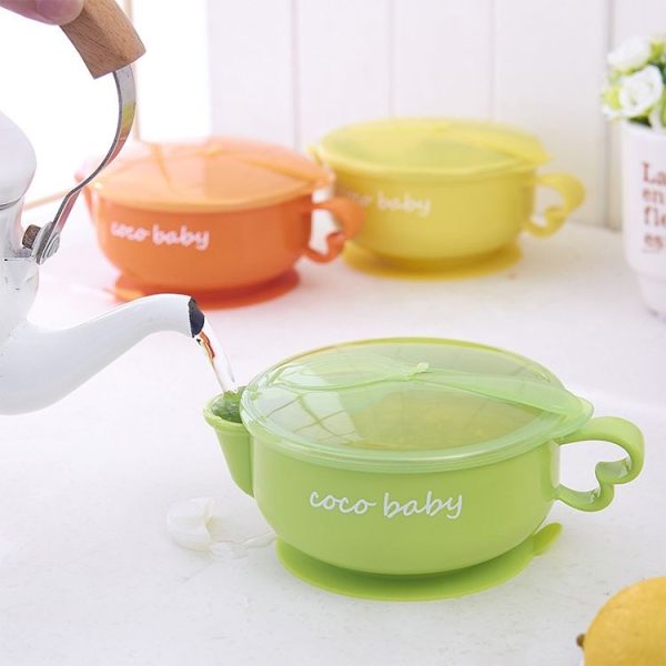 Children Stainless Steel Water Suction Cup Bowl (Orange) - Image 9