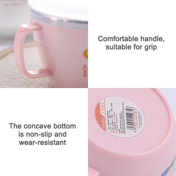 Children stainless steel anti-drop insulation bowl (Green) - Image 4