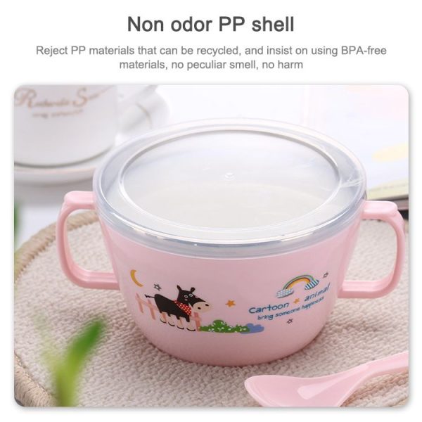 Children stainless steel anti-drop insulation bowl (Green) - Image 8