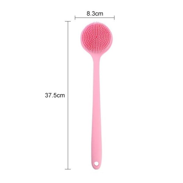 Long Handle Silicone Bath Massage Shower Brush (Pink) - Image 2
