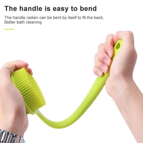 Long Handle Silicone Bath Massage Shower Brush (Pink) - Image 3