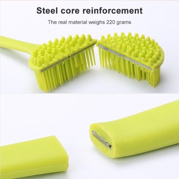 Long Handle Silicone Bath Massage Shower Brush (Pink) - Image 4