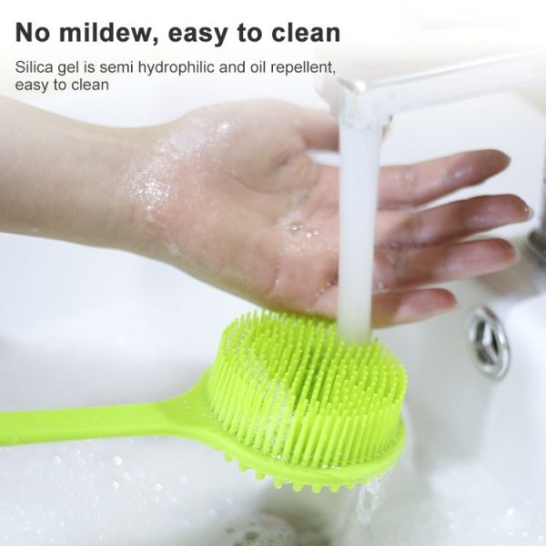 Long Handle Silicone Bath Massage Shower Brush (Pink) - Image 7