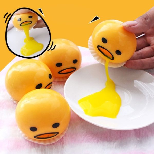3 PCS Squishy Vomitive Egg Yolk Hand Anti Stress Reliever Fun Gift Yellow Lazy Egg Joke Toy Ball Egg Squeeze Novelty Gag Toys (yellow) - Image 2