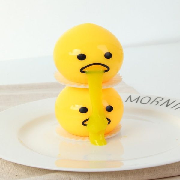 3 PCS Squishy Vomitive Egg Yolk Hand Anti Stress Reliever Fun Gift Yellow Lazy Egg Joke Toy Ball Egg Squeeze Novelty Gag Toys (yellow) - Image 3