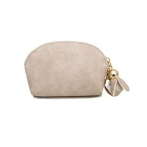 Creative Mini Cute Coin Purse with Flower Tassel Pendant (Beige)