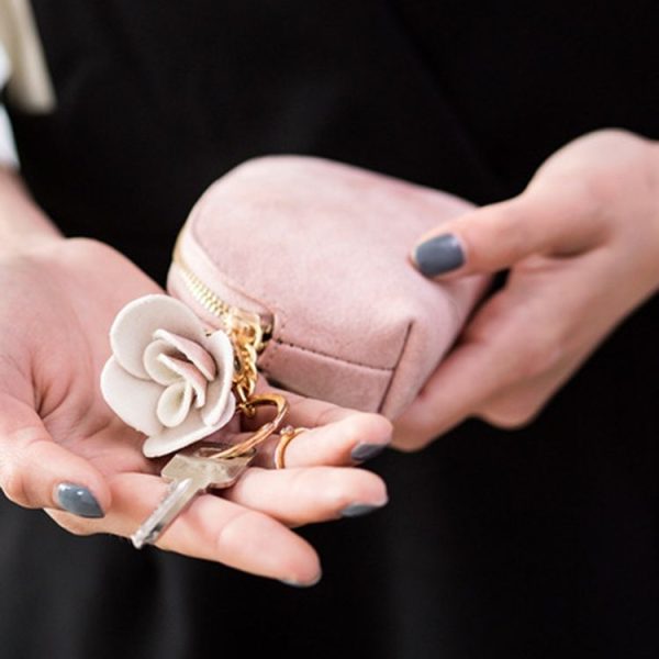 Creative Mini Cute Coin Purse with Flower Tassel Pendant (Beige) - Image 4