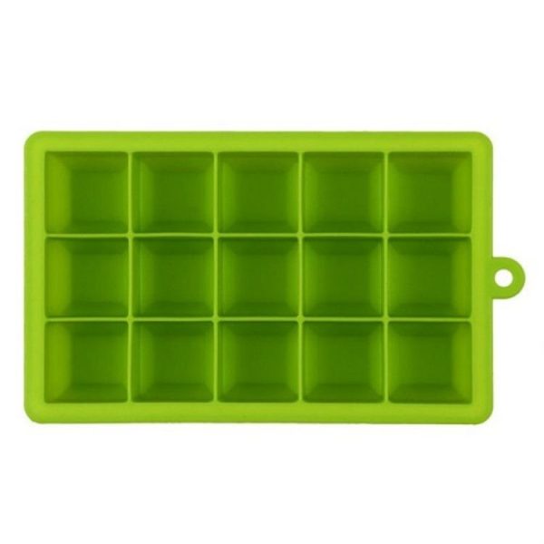 15 Grids DIY Big Ice Cube Mold Square Shape Silicone Ice Tray Fruit Ice Cream Maker (Green)