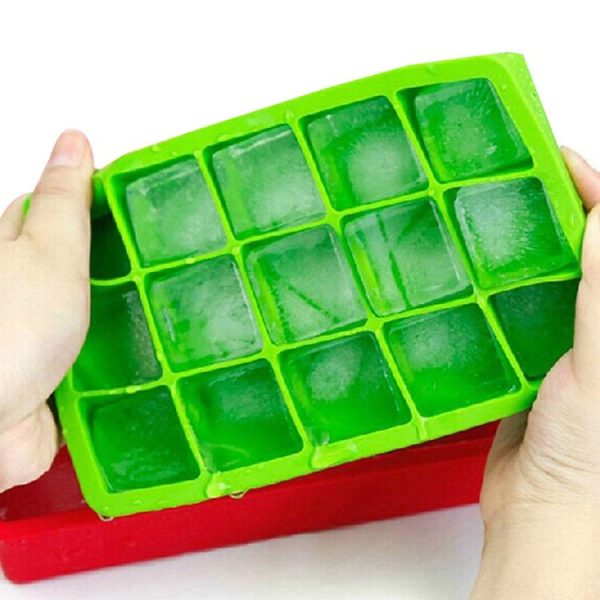 15 Grids DIY Big Ice Cube Mold Square Shape Silicone Ice Tray Fruit Ice Cream Maker (Green) - Image 6