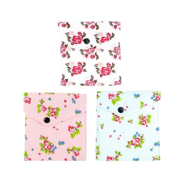 Large Capacity Towel Sanitary Napkins Month Bag Fabric Storage Bag (Pink Floral) - Image 7