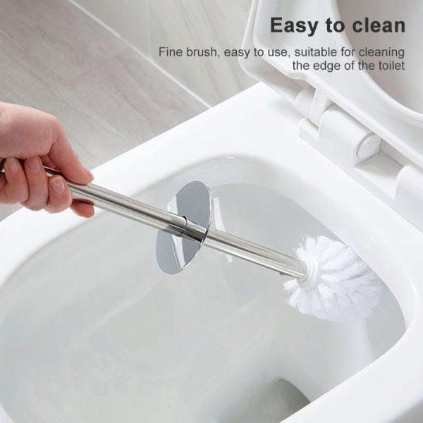 Long Handle Toilet Brush Set Bathroom Cleaning Supplies (Black) - Image 5