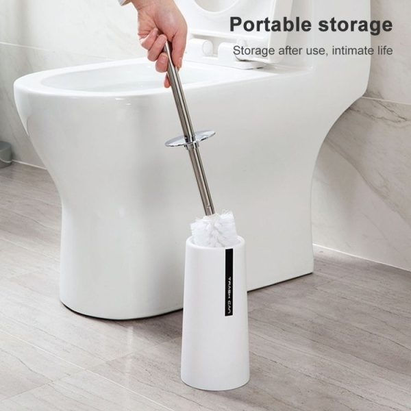 Long Handle Toilet Brush Set Bathroom Cleaning Supplies (Black) - Image 6