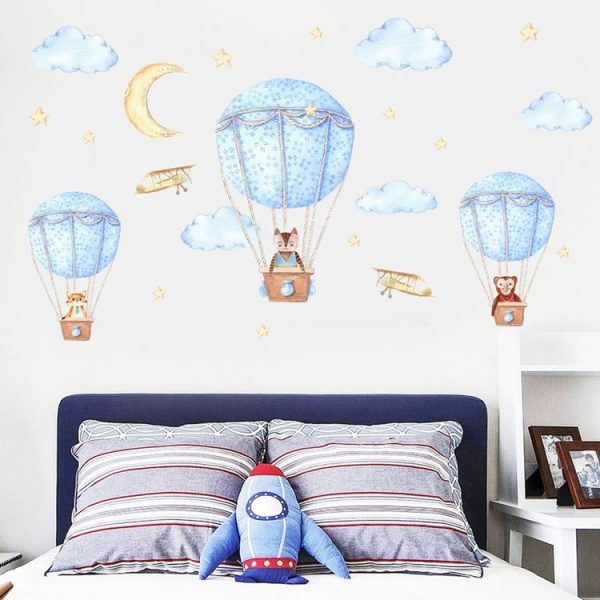 DIY Cartoon Animal Hot Air Balloon Wall Sticker Self-adhesive Murals - Image 2