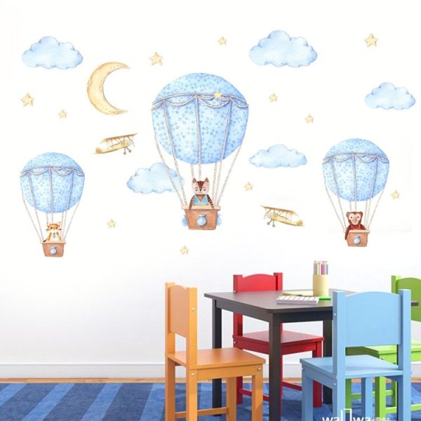 DIY Cartoon Animal Hot Air Balloon Wall Sticker Self-adhesive Murals - Image 3