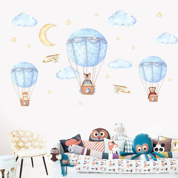 DIY Cartoon Animal Hot Air Balloon Wall Sticker Self-adhesive Murals - Image 4