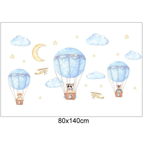 DIY Cartoon Animal Hot Air Balloon Wall Sticker Self-adhesive Murals - Image 5