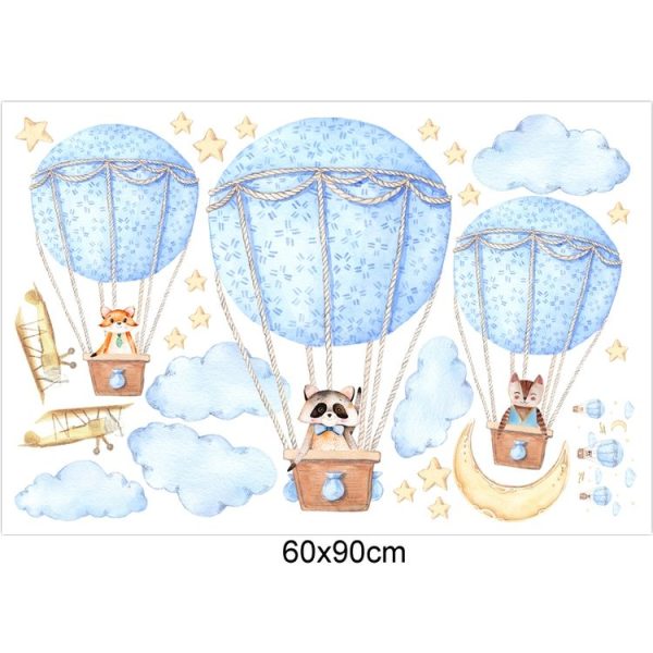DIY Cartoon Animal Hot Air Balloon Wall Sticker Self-adhesive Murals - Image 6