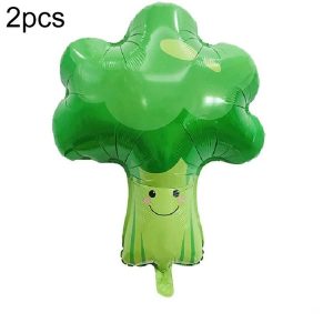 2 PCS Cartoon Vegetables and Fruits Aluminum Film Balloon Children Party Decoration Supplies Inflatable Toys (Broccoli)