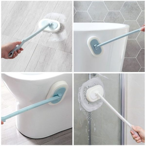 Long Handle Sponge Tile Bath Floor Brush Bathroom Supplies (Blue) - Image 6
