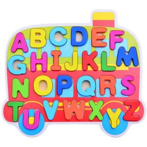 Children Puzzle Toys Nursery Cartoon Hand Grab Board Wooden Plywood Jigsaw Puzzle for Children Digital Alphabet Cognition (Letter)