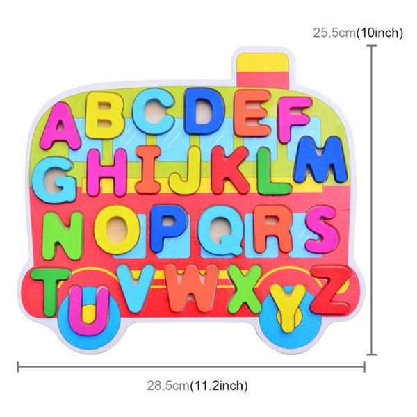 Children Puzzle Toys Nursery Cartoon Hand Grab Board Wooden Plywood Jigsaw Puzzle for Children Digital Alphabet Cognition (Letter) - Image 2