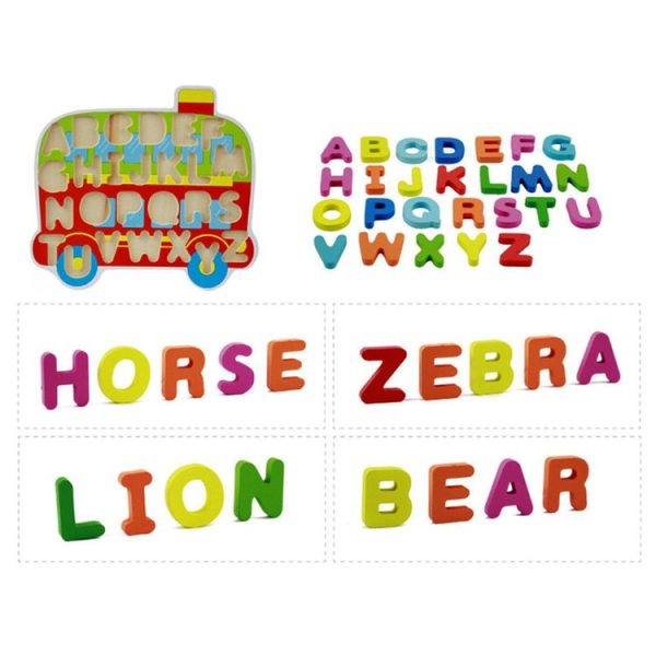 Children Puzzle Toys Nursery Cartoon Hand Grab Board Wooden Plywood Jigsaw Puzzle for Children Digital Alphabet Cognition (Letter) - Image 3