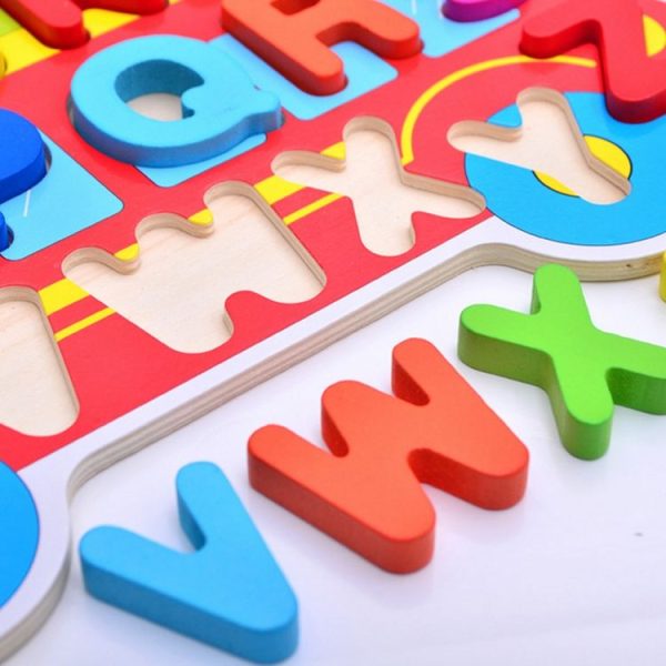 Children Puzzle Toys Nursery Cartoon Hand Grab Board Wooden Plywood Jigsaw Puzzle for Children Digital Alphabet Cognition (Letter) - Image 5