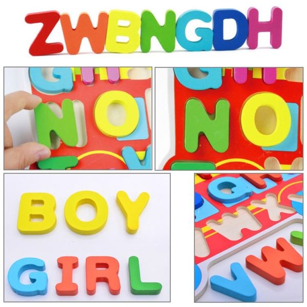 Children Puzzle Toys Nursery Cartoon Hand Grab Board Wooden Plywood Jigsaw Puzzle for Children Digital Alphabet Cognition (Letter) - Image 6
