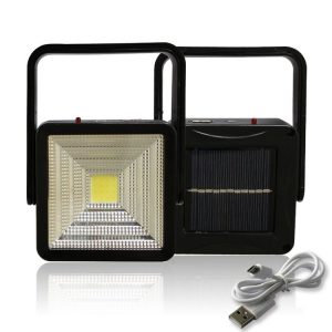 Solar Lantern COB LED Camping Tent Lamp Work Light Outdoor Portable Spotlight (Black)