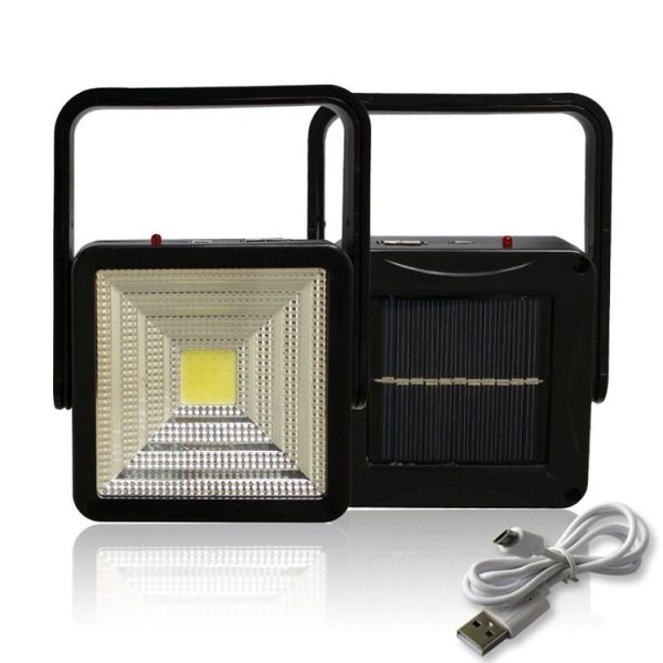 Solar Lantern COB LED Camping Tent Lamp Work Light Outdoor Portable Spotlight (Black) - Image 2