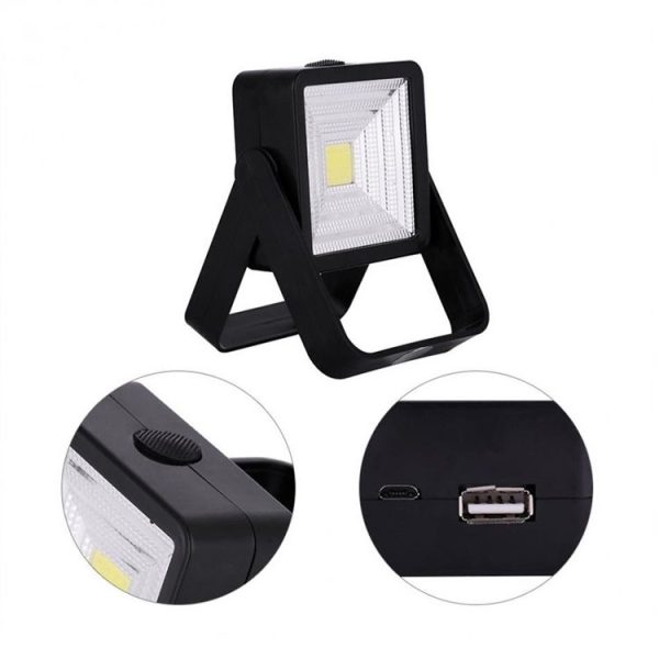 Solar Lantern COB LED Camping Tent Lamp Work Light Outdoor Portable Spotlight (Black) - Image 6