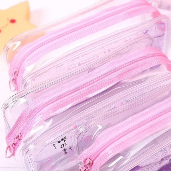 Cute PVC Pig Pattern Pencil Case Colorful Transparent Quicksand Girl Pen Bag Creative Stationery School Supplies (Dark Blue Mermaid) - Image 3